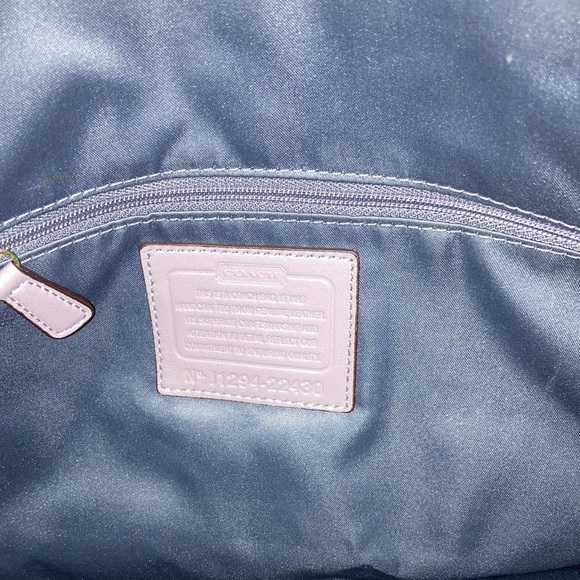 Coach Leather Tote 22430 Poppy HALIE Color-block Cappuccino/Oyster EUC - Picture 6 of 8